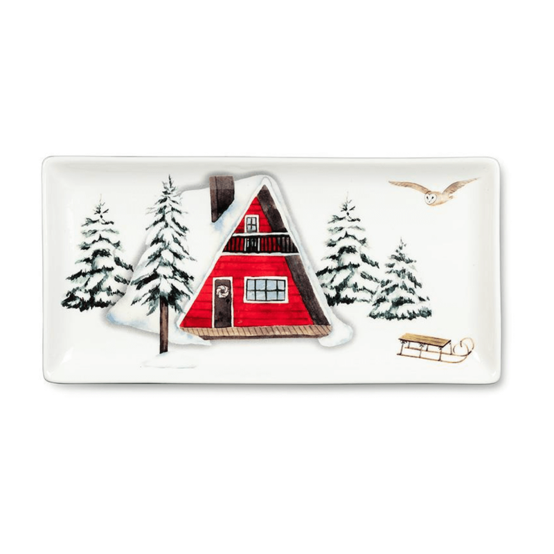 Winter Cabins Rectangle Platter