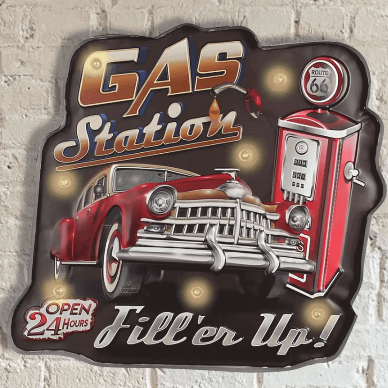Gas Station & Classic Car LED Sign