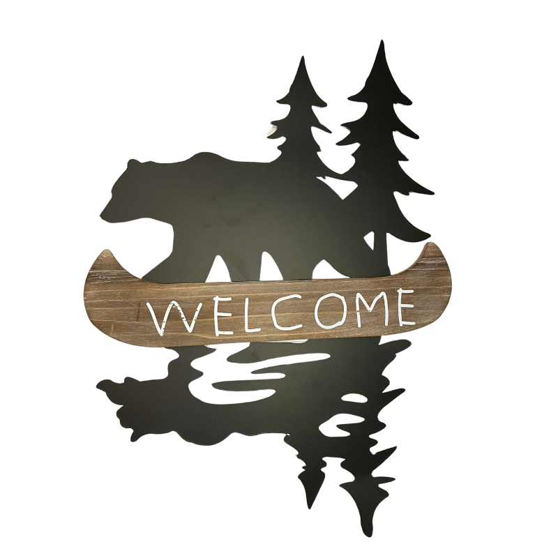 Bear w/Canoe Welcome Wall Sign