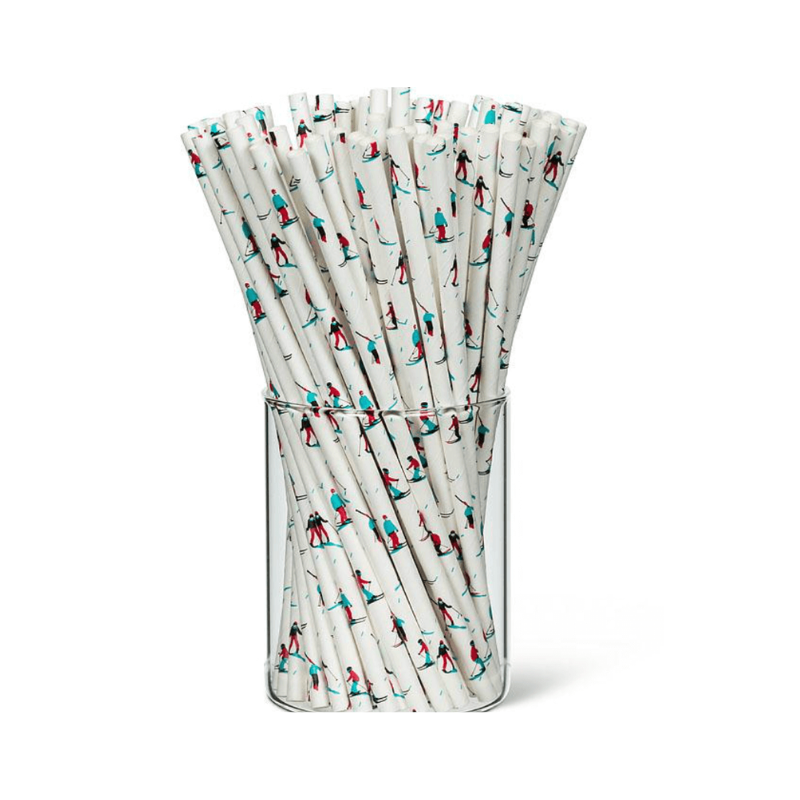 Downhill Skiers Straws. 100 pieces.