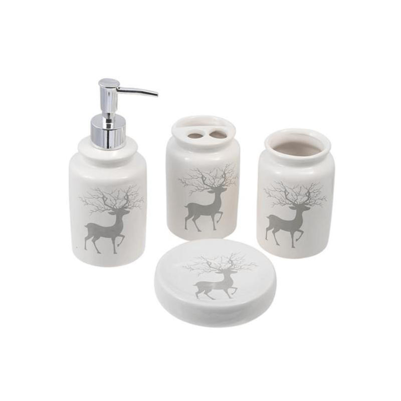 Silver Bells Reindeer Bathroom 4pc. Set