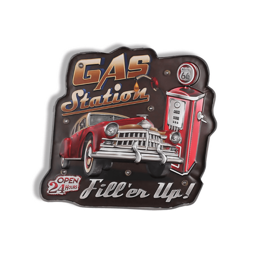 Gas Station & Classic Car LED Sign