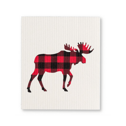 Buffalo Check Moose Dishcloths. Set Of 2.