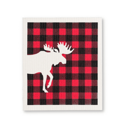 Buffalo Check Moose Dishcloths. Set Of 2.