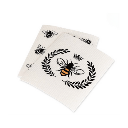 Bee In Crest Dishcloths. Set Of 2.