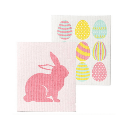 Easter Egg & Bunny Dishcloths. Set Of 2.