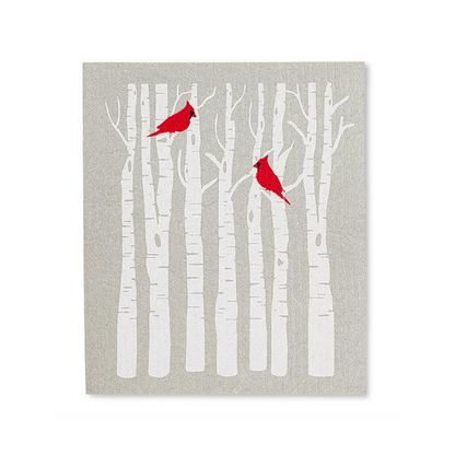 Cardinal In Tree Dishcloths. Set Of 2.