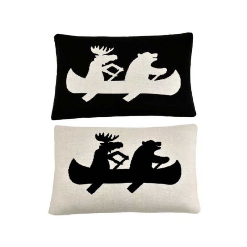 Canoe Theme Pillow Black/White