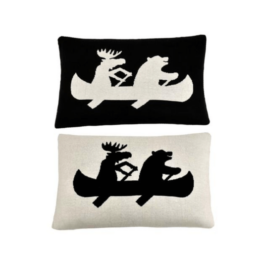 Canoe Theme Pillow Black/White