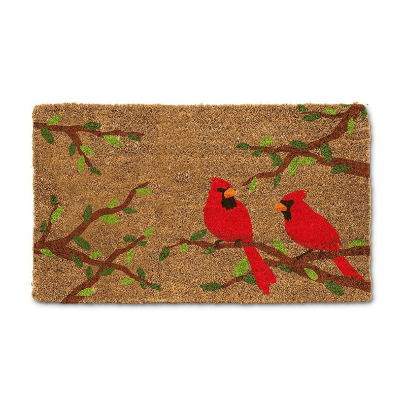 Cardinal Pair On Branch Doormat