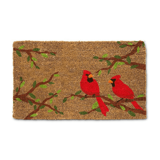 Cardinal Pair On Branch Doormat