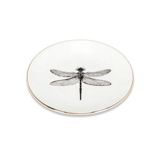 Dragonfly Small Dish w/ Gold Rim