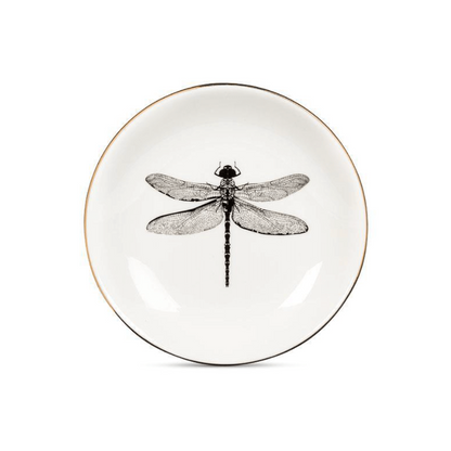 Dragonfly Small Dish w/ Gold Rim