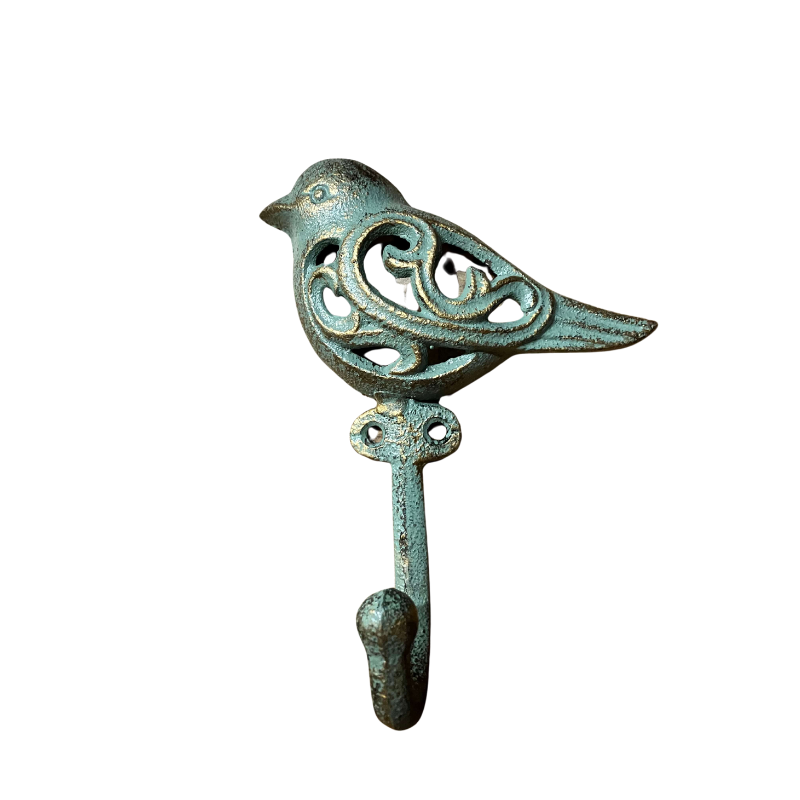 Bird Hook Teal Cast Iron