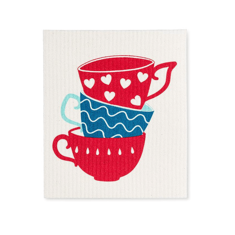 Teapot & Cups Dishcloths. Set of 2.