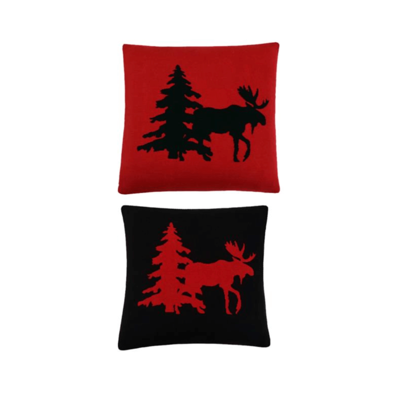 Tree/Deer Pillow Black/Red