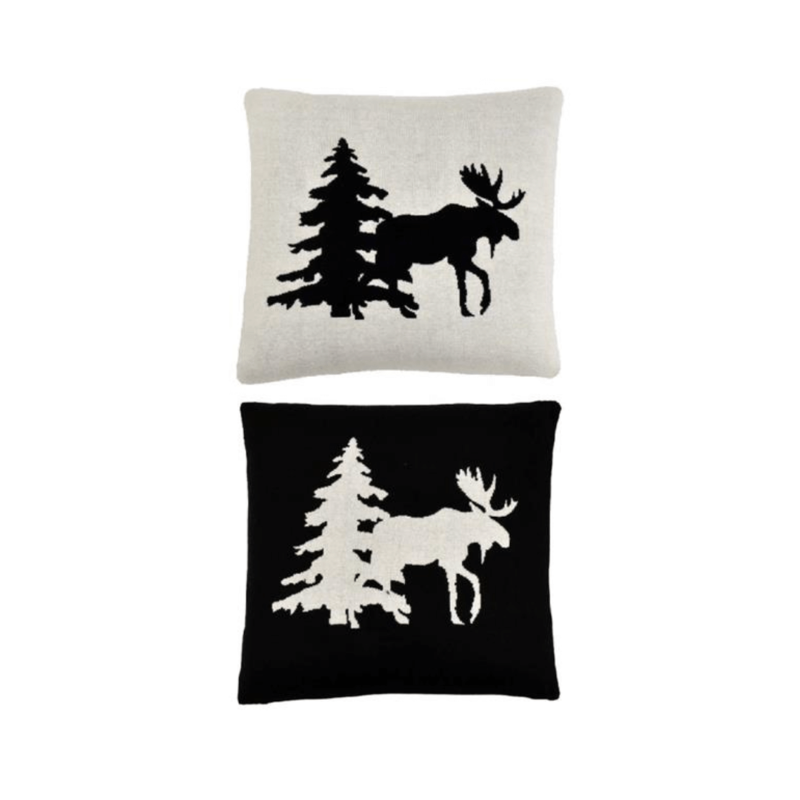 Tree/Deer Pillow Black/White