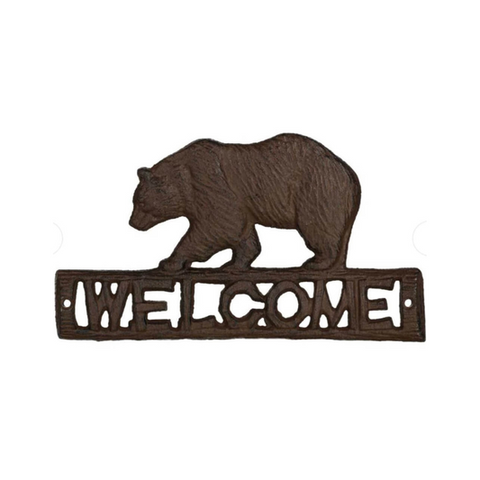 Bear Welcome Plaque Cast Iron