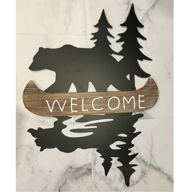 Bear w/Canoe Welcome Wall Sign