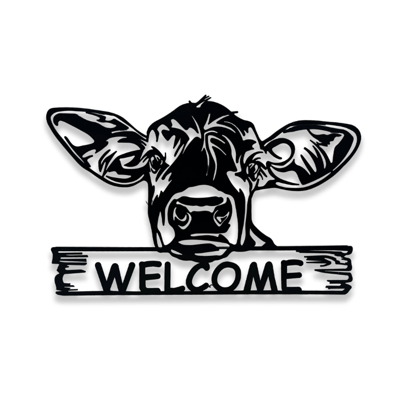 Welcome - Cow Metal Wall Art