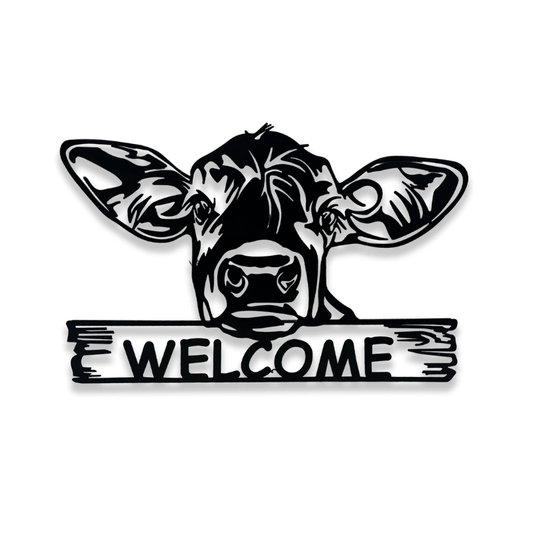 Welcome - Cow Metal Wall Art