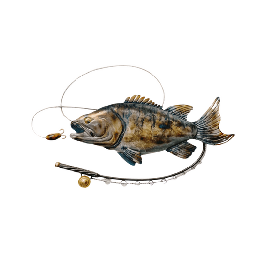 Fish & Fishing Rod Metal Wall Décor